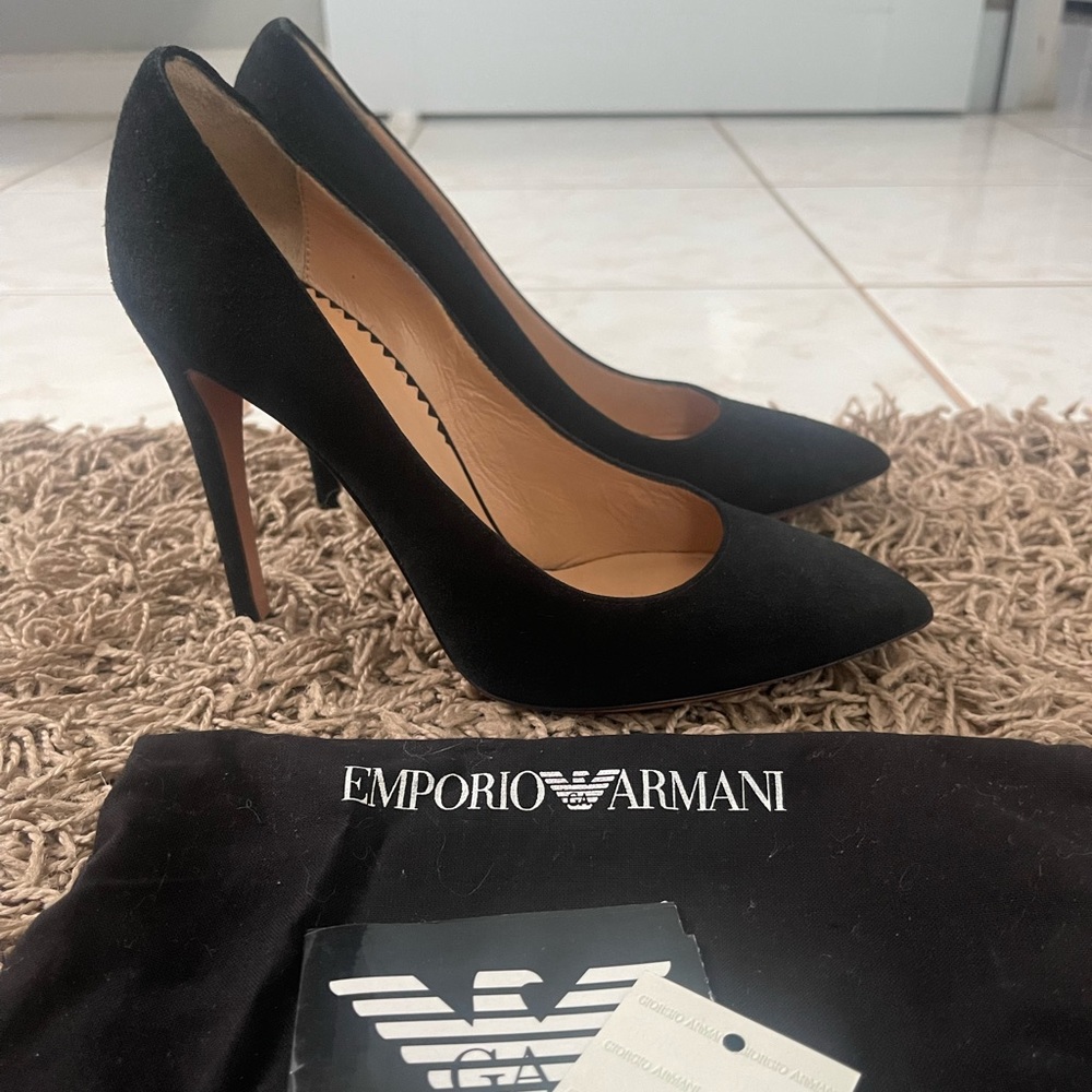 MOVING SALE! Armani Black suede leather stilleto pump heels